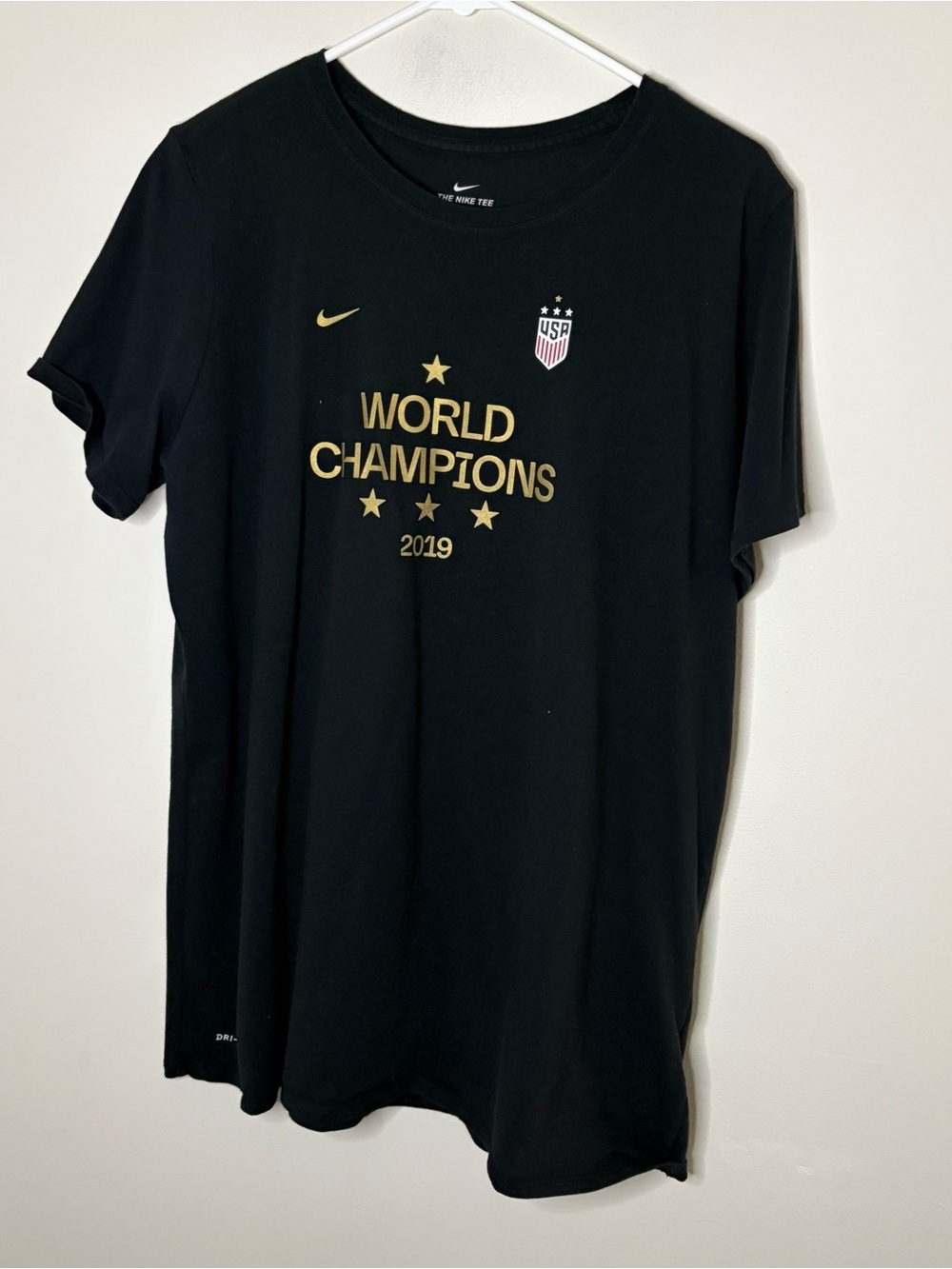 USA Soccer Shirt Mens XL Black 2019 World Champions Stars Nike Dri Fit Tee